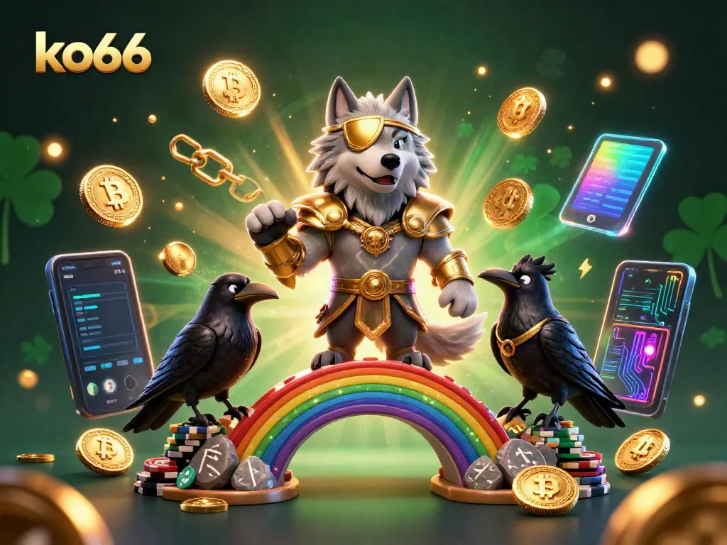 Experience the vibrant energy of ko66's gaming world with a dynamic scene featuring Odin and his ravens in a jackpot setting.