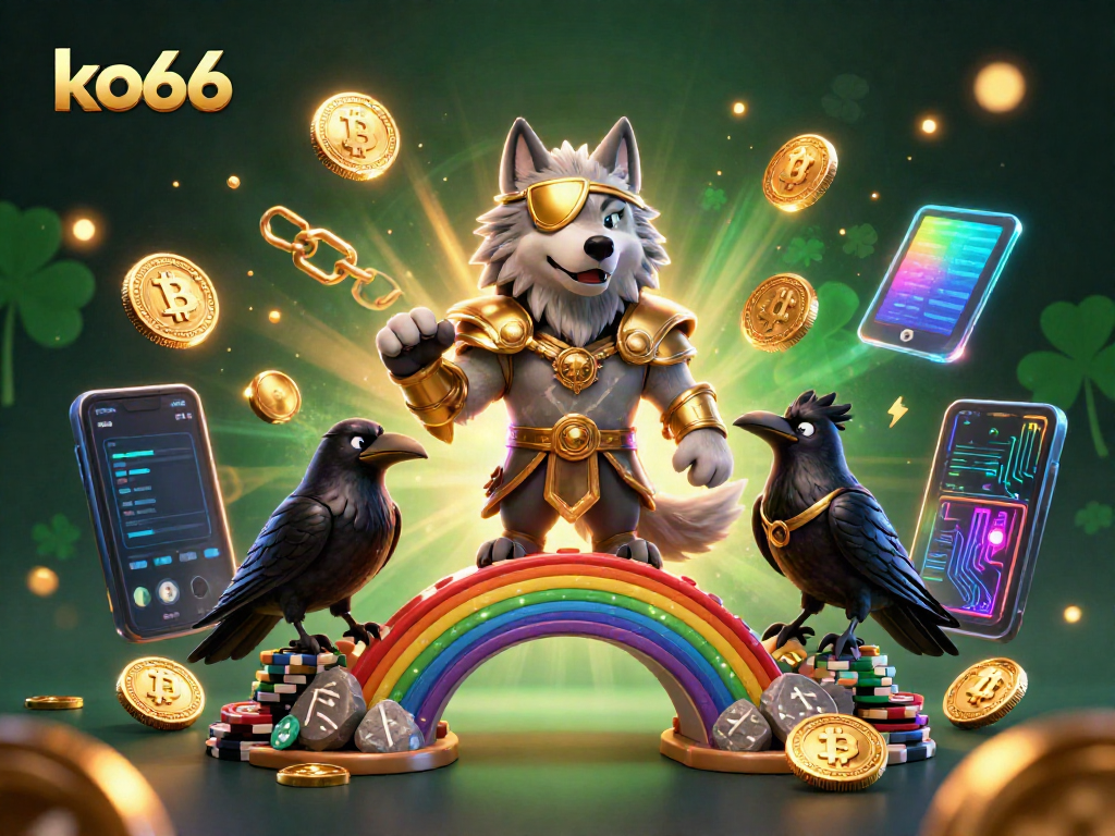 Experience the vibrant energy of ko66's gaming world with a dynamic scene featuring Odin and his ravens in a jackpot setting.