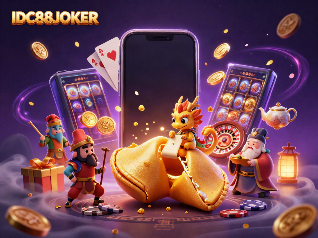 Enhance your gaming experience with IDC88JOKER's vibrant 3D illustration of fortune and luck.
