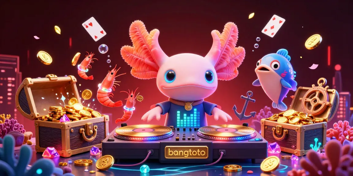 Engage in vibrant casino excitement with bangtoto's underwater gaming scene featuring animated characters and golden treasures.