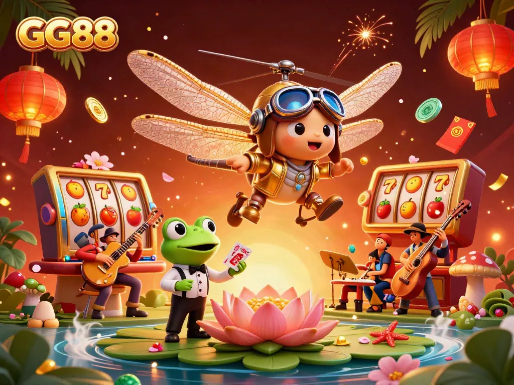 Experience thrilling gaming at GG88 with vibrant scenes of luck, excitement, and casino magic.