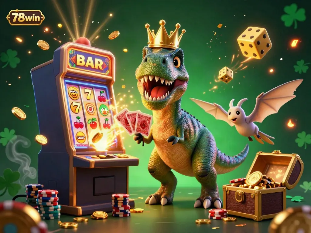 Engage with 78win's vibrant casino experience featuring playful characters and dynamic gaming elements.