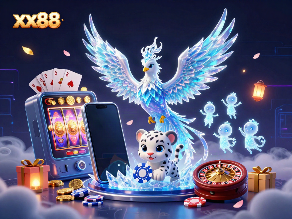 Engage with the thrilling xx88 casino experience featuring a magical phoenix and playful snow leopard.