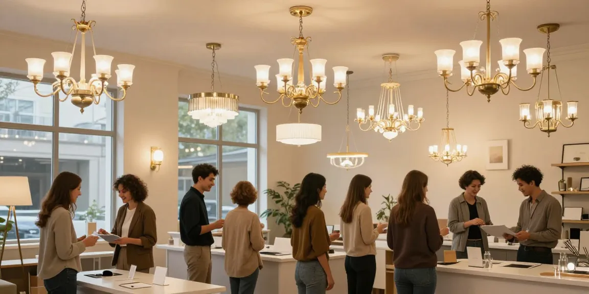 Lustre LED moderne în magazinul local, oferind produsele de iluminat de încredere.