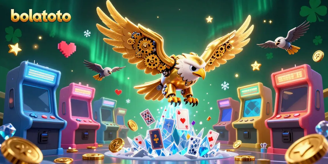 Engage with bolatoto action in a vibrant, dynamic 3D casino scene filled with colorful games and unique characters.