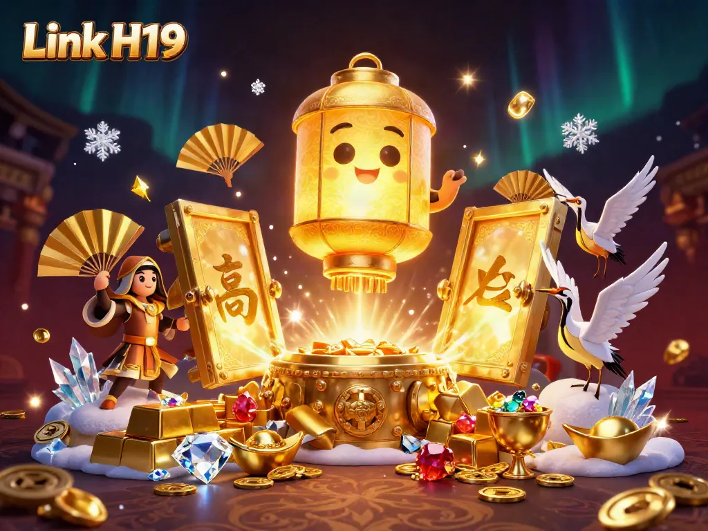 Engage with Link H19's dynamic casino experience featuring vibrant characters and luxurious treasures.