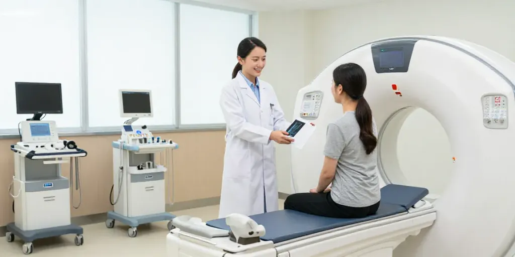 Innenansicht des Diagnostikzentrums Radiologie Wolfsburg mit freundlichem Radiologen.
