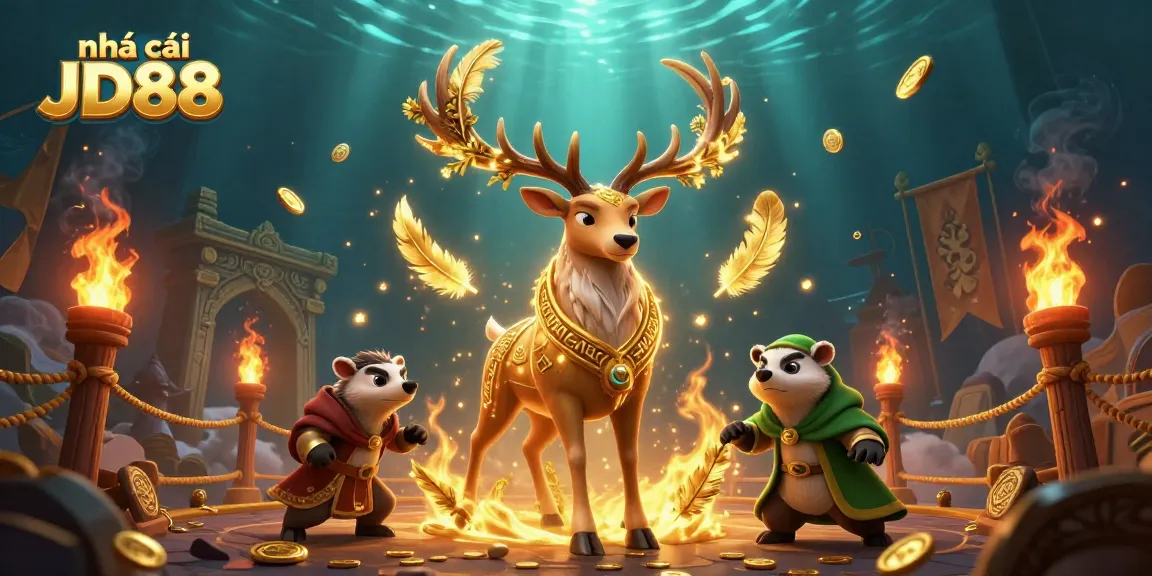 Experience exciting gameplay at nhà cái JD88 with dynamic characters and vibrant casino elements.