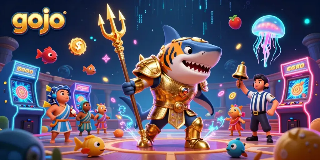 Experience gojo-themed gaming excitement with a vibrant underwater casino filled with dynamic characters and colorful slot elements.