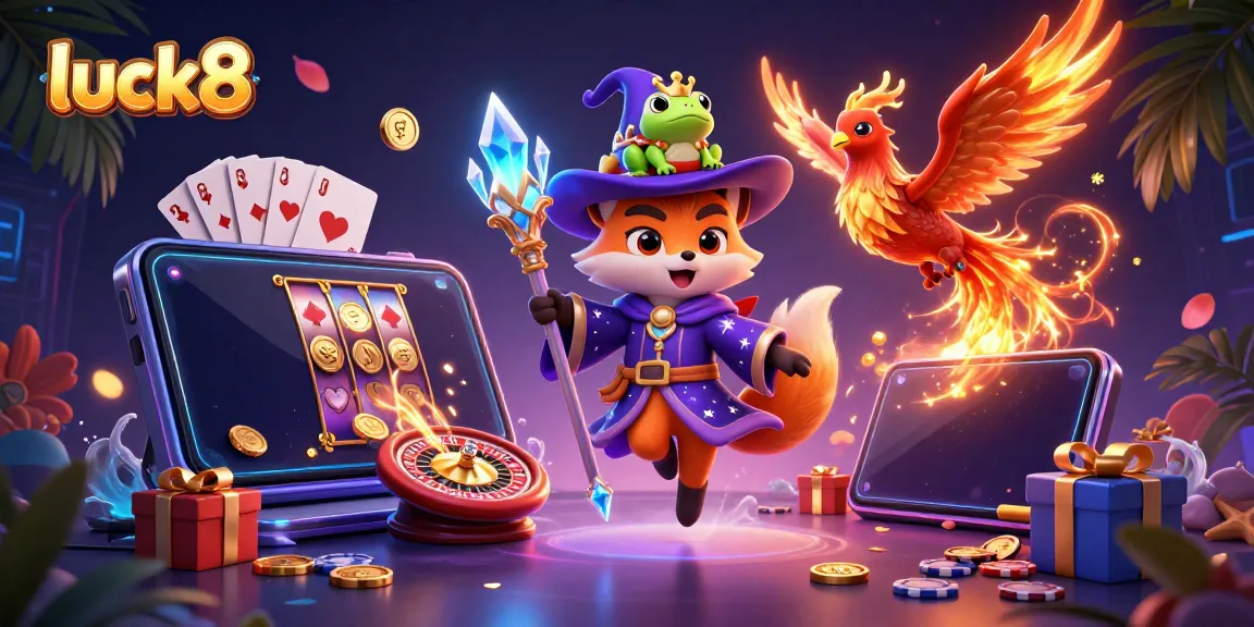 Spin to win at luck8 with playful characters and dynamic gambling elements bursting with excitement.