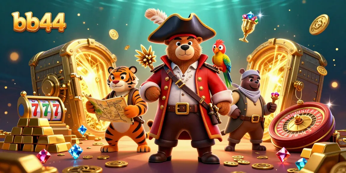 Experience thrilling gameplay at bb44 with adventurous characters in a vibrant casino setting.