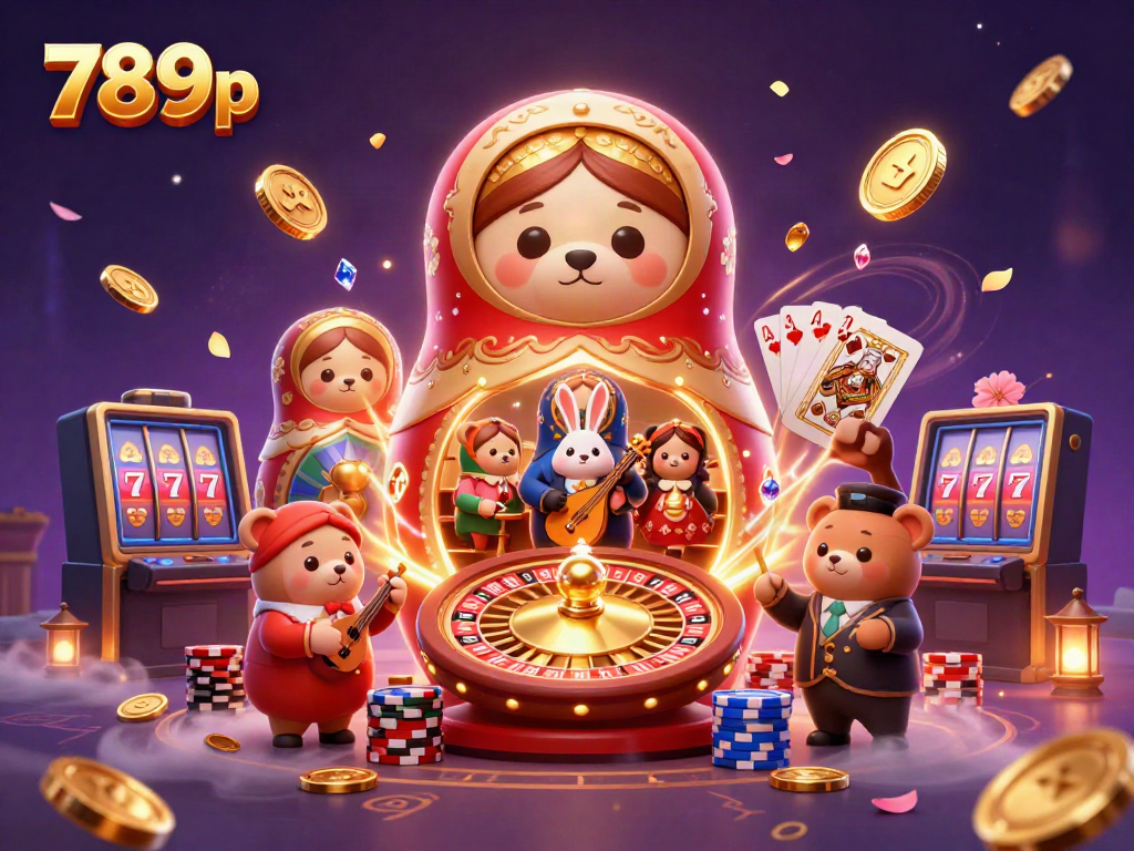 Experience the charm of 789p with cascading coins and a lively bear dealer scene.