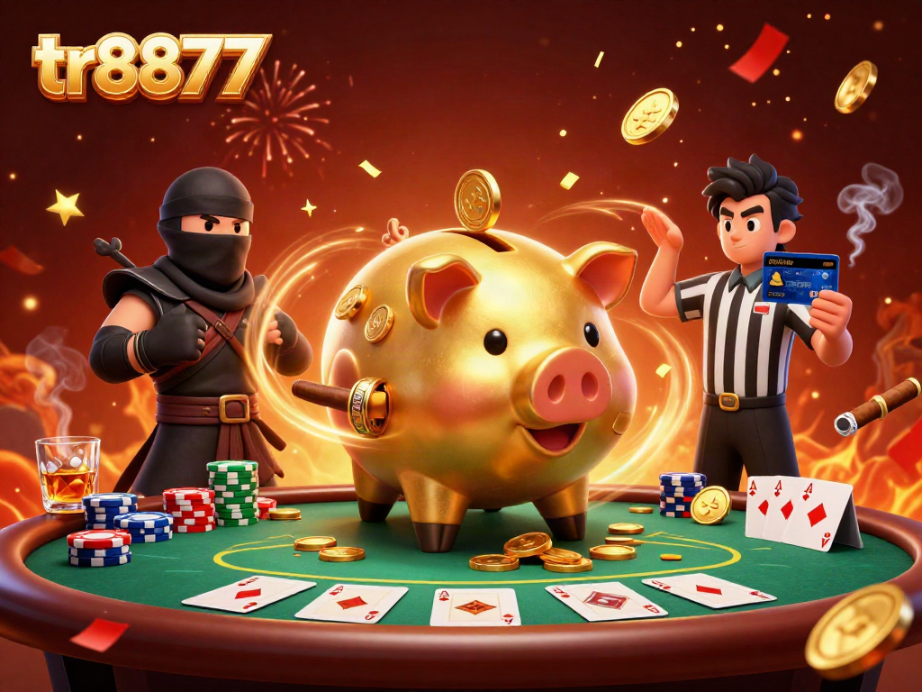 Win big with tr8877 at this vibrant casino scene showcasing dynamic characters and poker excitement.