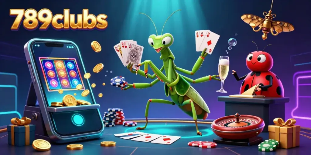 Win big with 789clubs in a vibrant 3D casino illustration featuring a card sharp and engaging game elements.